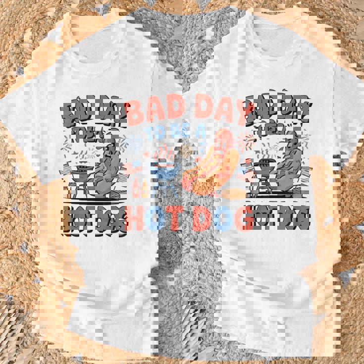 Bad Day To Be A Hotdog Fourth Of July Hot Dog 4Th Of July T-Shirt Gifts for Old Men