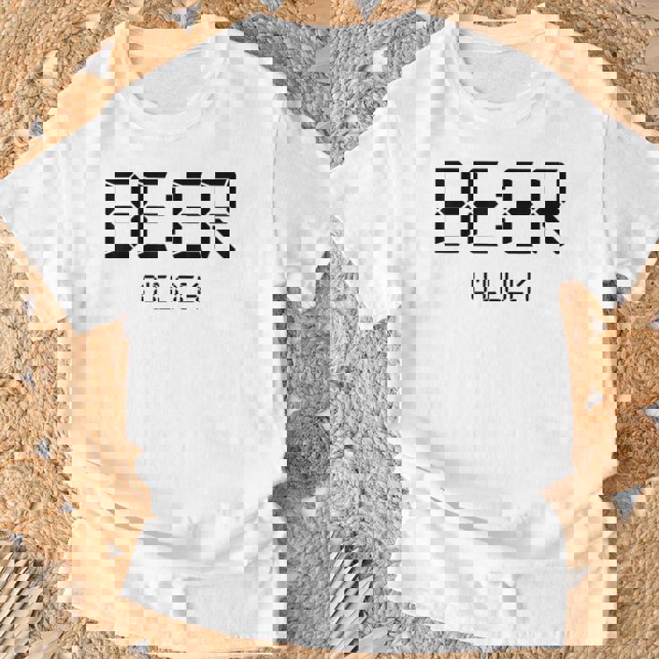 Beer O'clock ビールタイム 面白いギフト ビール愛好家 Tシャツ 高齢者への贈り物