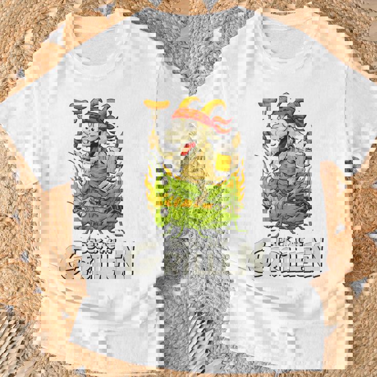 Bock Auf Grillen おもしろバーベキューアクセサリー ヤギ付きバーベキュー Tシャツ 高齢者への贈り物