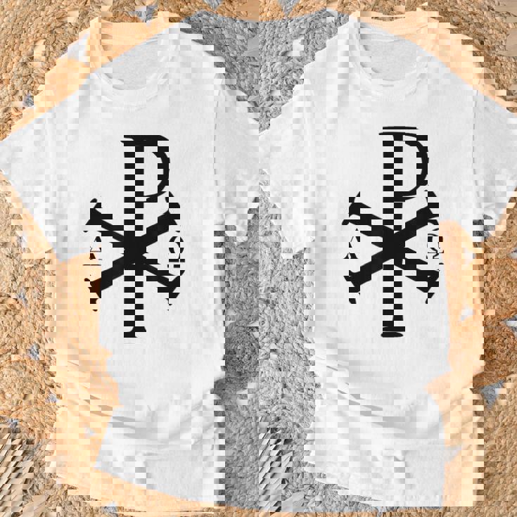 Chi Rho クリスチャン ゴッド アルファ オメガ イエスキリスト キリスト教 Tシャツ 高齢者への贈り物