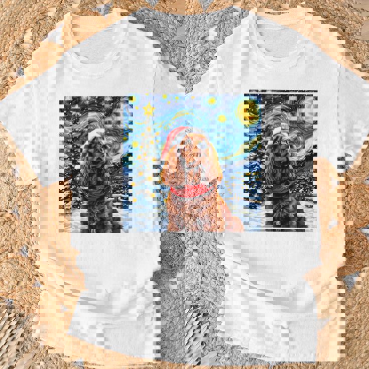 Cockerpanieltarry Night Christmasan Gogh Doganta Hat 長袖tシャツ Tシャツ 高齢者への贈り物