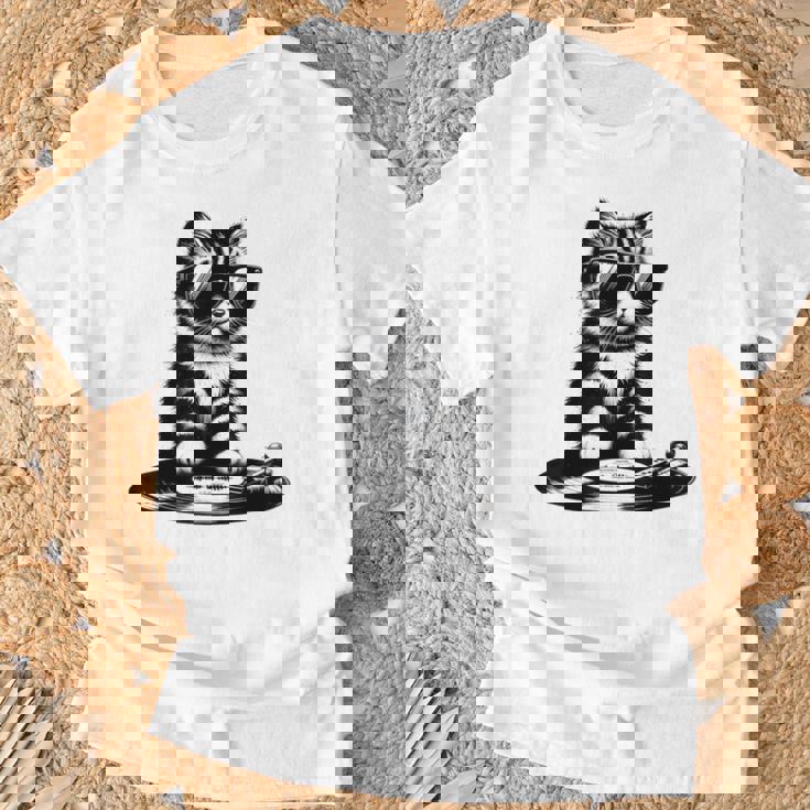 Cool Dj Cat ビニールレコード愛好家 Tシャツ 高齢者への贈り物