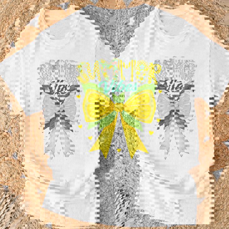 Cute Lemon Tropical Fruits Coquette Bows Summer Vibes Girl T-Shirt Gifts for Old Men
