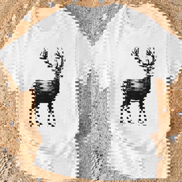 Deer Dad Mom Lover モノクロ 鹿 Tシャツ 高齢者への贈り物