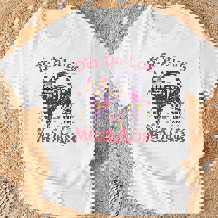 Dia De Los Meowtos Muertos シュガースカル キャット 死者の日 Tシャツ 高齢者への贈り物