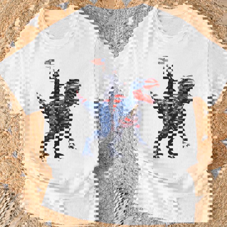 Dino Abraham Lincoln 4Th Of July Boys American Flag Tシャツ 高齢者への贈り物