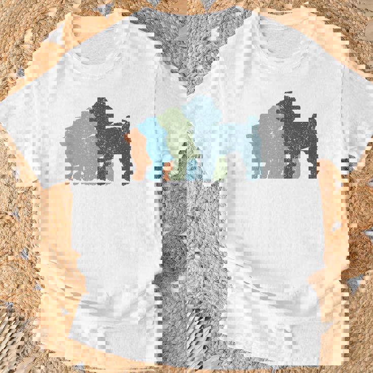 Dog Mom & Dad シルエット ヴィンテージトイプードル Tシャツ 高齢者への贈り物