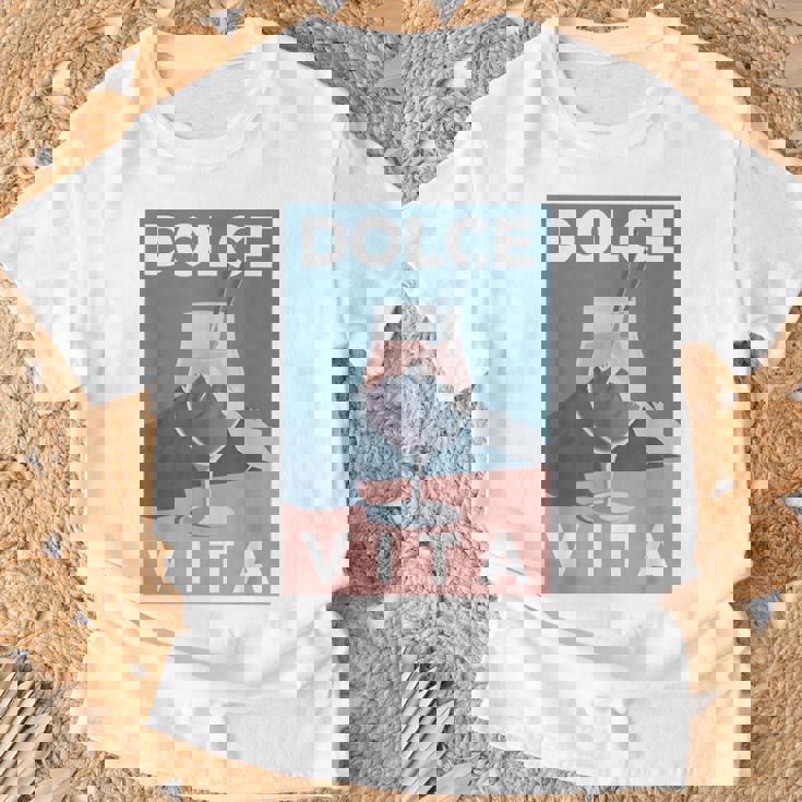 Dolceita Aesthetic Painting Italia Mountains Hikingpritz Tシャツ 高齢者への贈り物