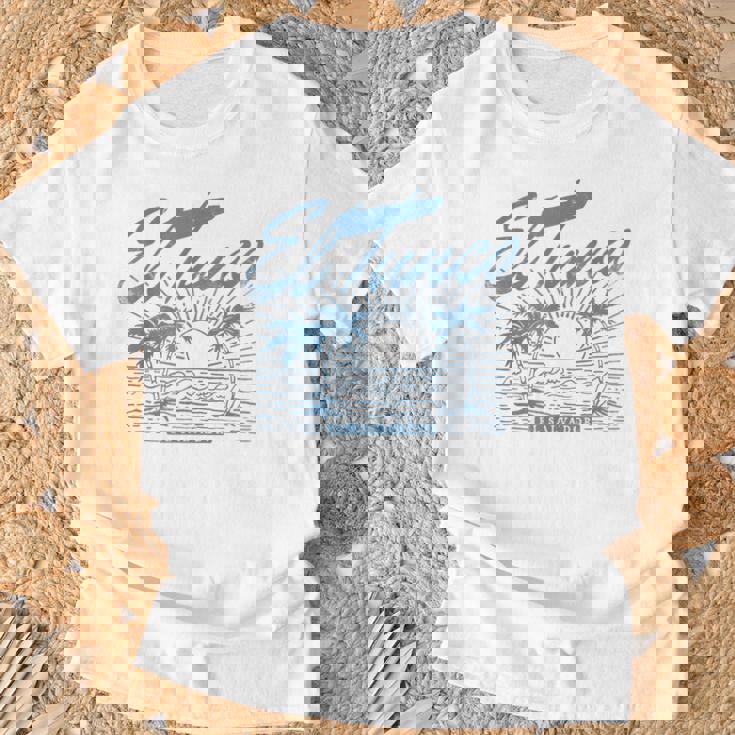 El Tunco エルサルバドル ヴィンテージ アンティーク調 ヤシの木 サーフ Tシャツ 高齢者への贈り物