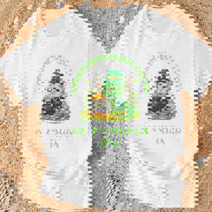 Everyones Irish Olotl Axolotl 聖パトリックデー グリーン アホロートル 長袖tシャツ Tシャツ 高齢者への贈り物