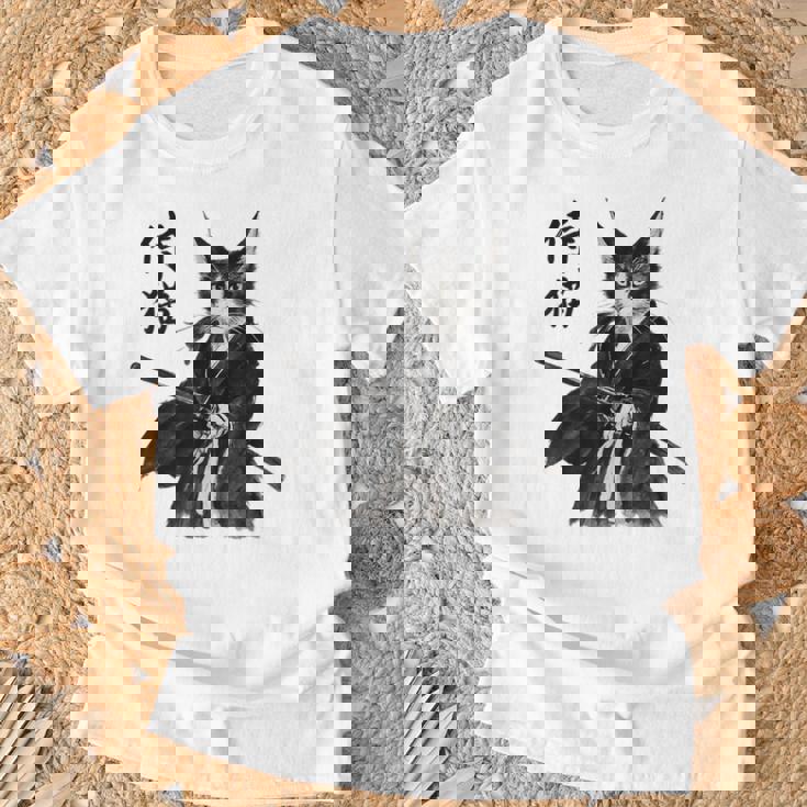 Gatoamurai Guerrero Japonés Ukiyo-E Arte Camiseta unisex Regalos para ancianos