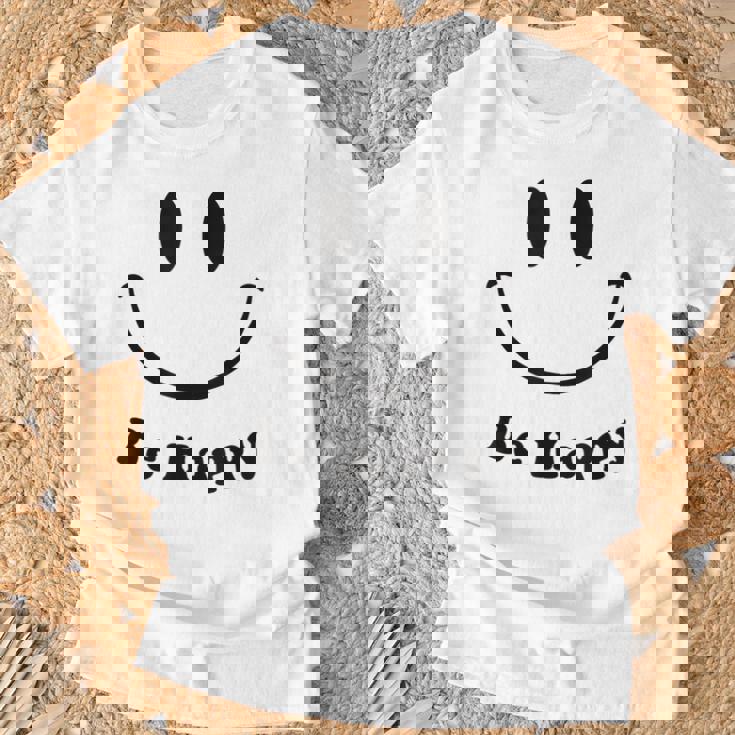 Be Happy Groovy スマイルフェイス かわいい ハッピーピース スマイルフェイス Tシャツ 高齢者への贈り物