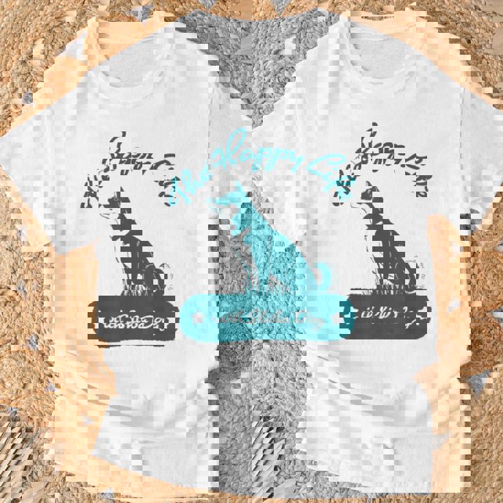 The Happy Life Withhiba Dog かわいい柴犬 黒柴 赤柴 Tシャツ 高齢者への贈り物