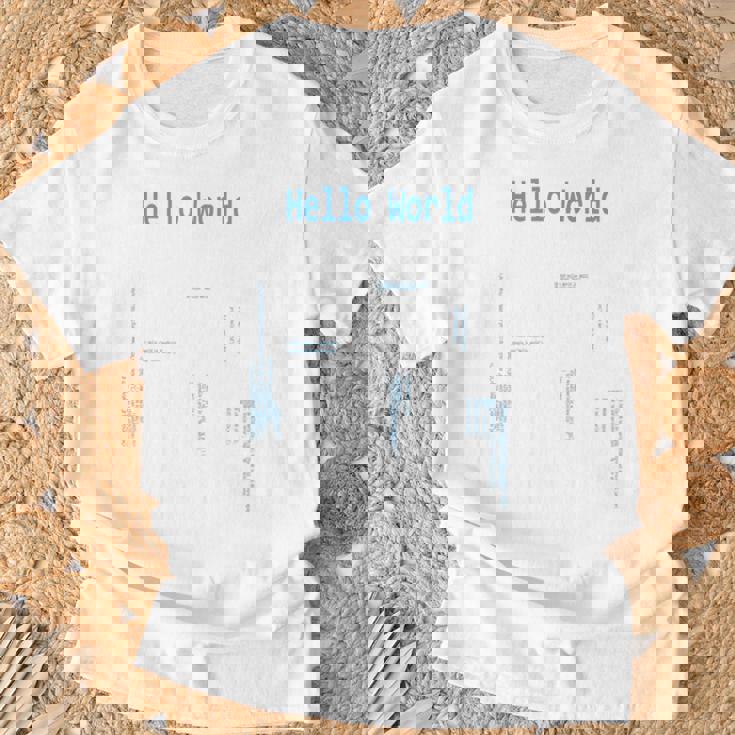 Hello World プログラマープログラミング言語コード 長袖tシャツ Tシャツ 高齢者への贈り物