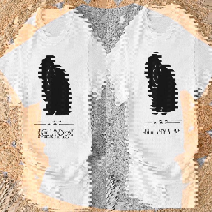 Holland Lop Rabbitブラックシルエット Tシャツ 高齢者への贈り物