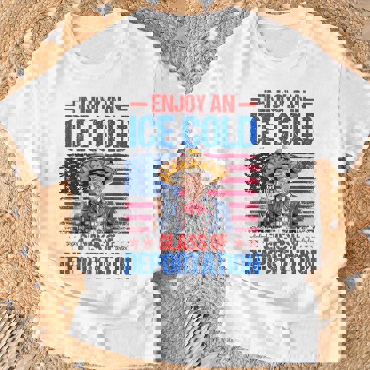 Ice Ice Cold Glass Of Deportation Trump 4Th Of July T-Shirt Gifts for Old Men