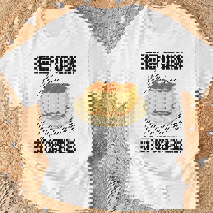 Keep Calm Eat Castella ヴィンテージ グランジ カステラ ケーキ好き Tシャツ 高齢者への贈り物