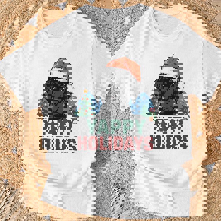 Lab クリスマス ラブラドールレトリバー Yappy Holidays Dog Tシャツ 高齢者への贈り物