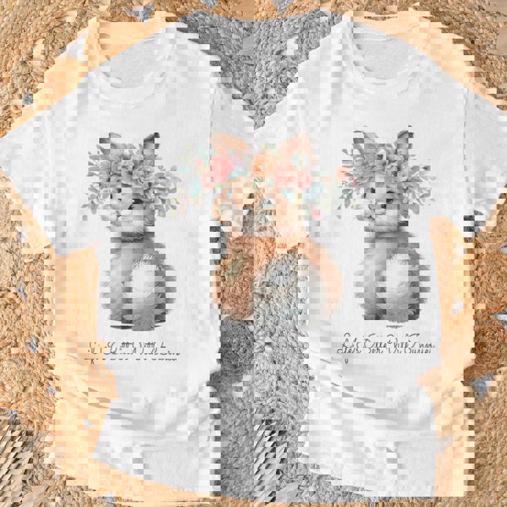 Life Is Better With Bunnies 水彩 ウサギ 花柄 ウサギ Tシャツ 高齢者への贈り物