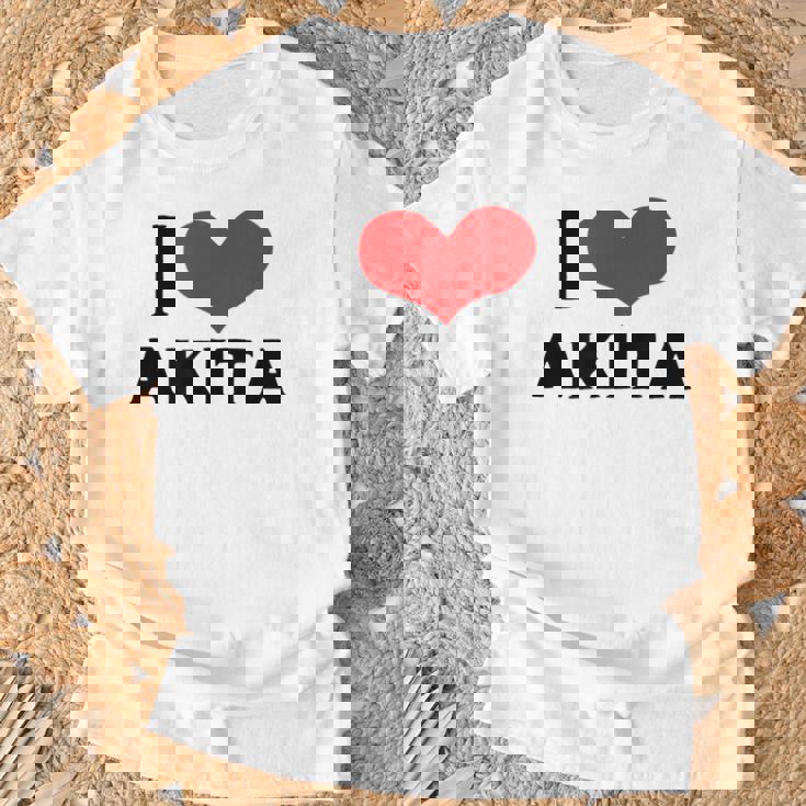 I Love Akita 愛 ハート 秋田 秋田県 日本 お土産 かわいい おしゃれ Tシャツ 高齢者への贈り物