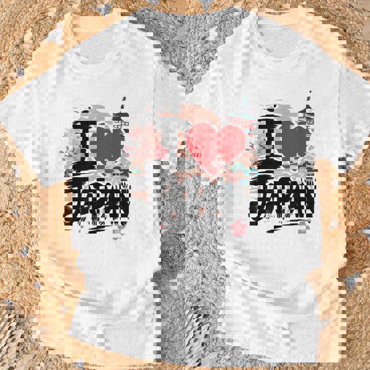 I Love Japan 桜 桜 日本の富士山 寺院 Tシャツ 高齢者への贈り物