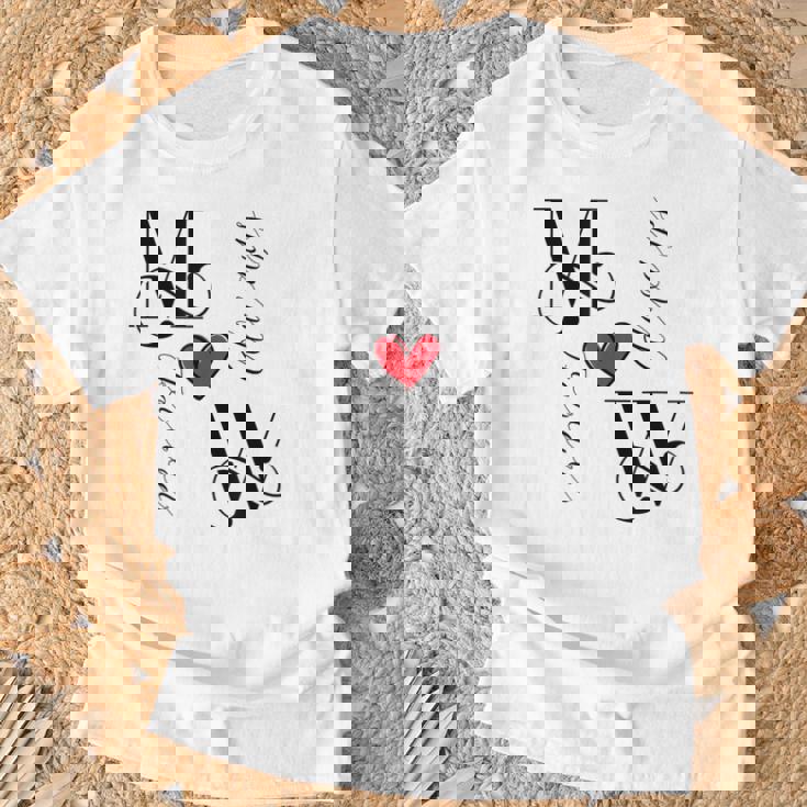 M&W カップル イニシャル 結婚式 記念日 新築祝い Tシャツ 高齢者への贈り物