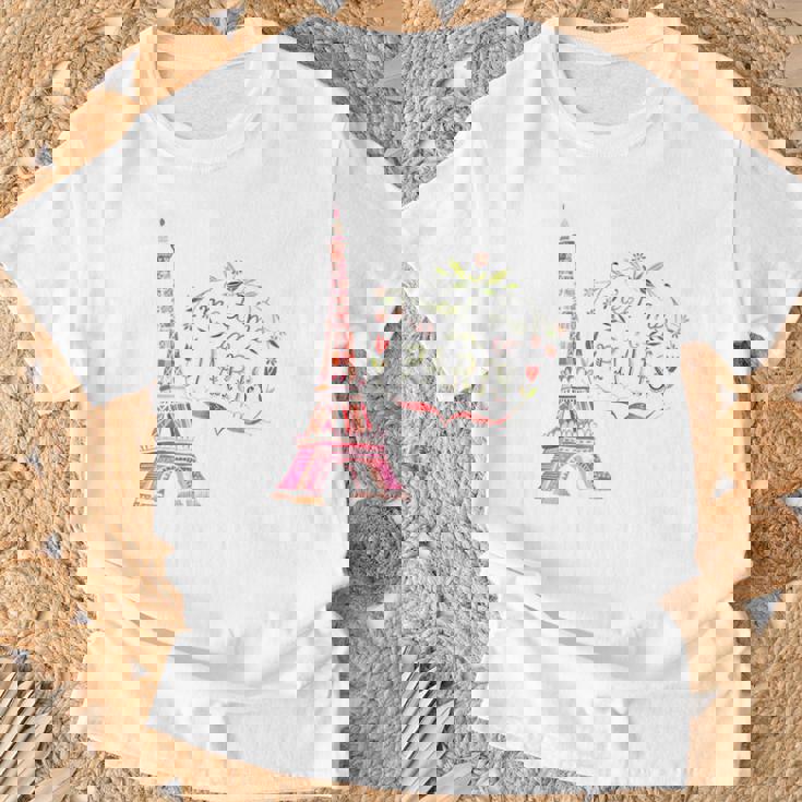 Meet Me In Paris 水彩プリントtシャツ エッフェル塔 Tシャツ 高齢者への贈り物