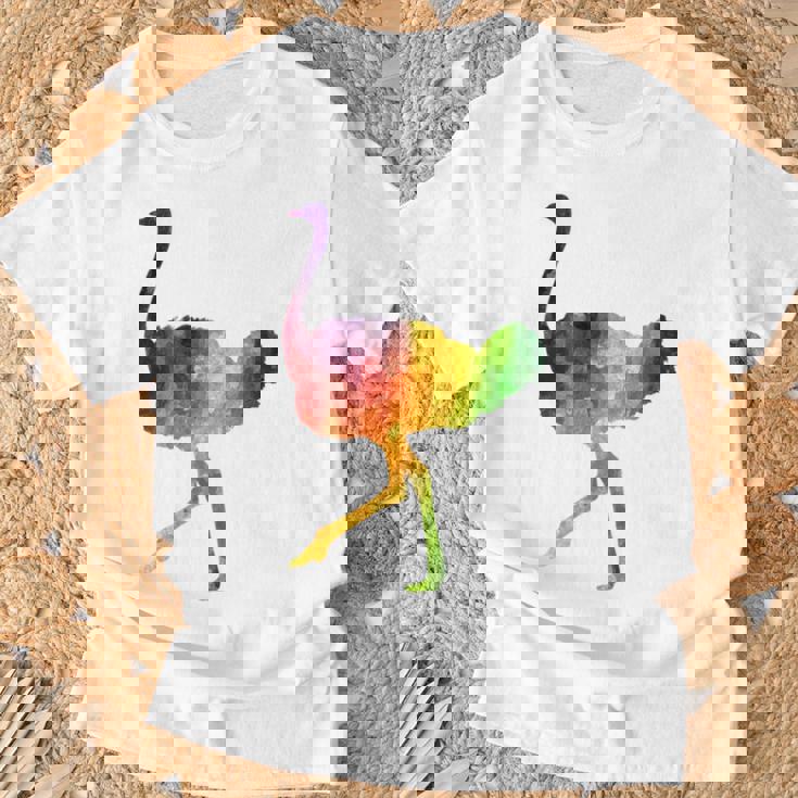 Ostrich African ダチョウ Animal Watercolor Graphic Tシャツ 高齢者への贈り物