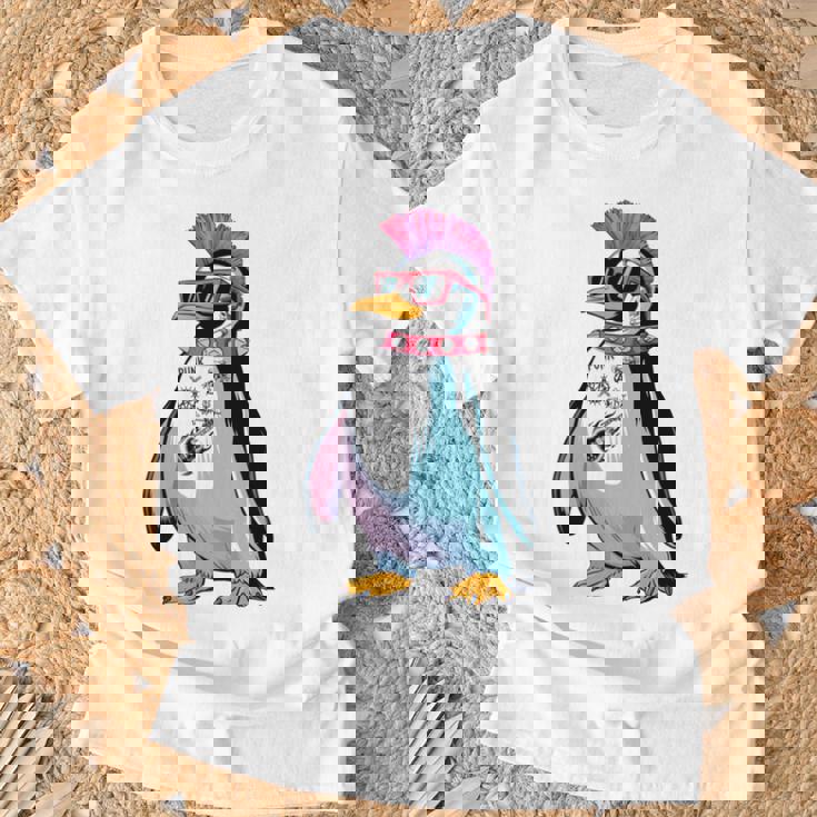 Punkuin 面白い パンクロック パンクロック ペンギン 長袖tシャツ Tシャツ 高齢者への贈り物