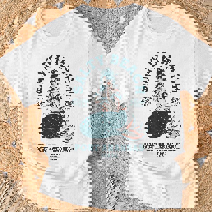 Salty Beach Port Aransas テキサス マーメイドシャツ ダイブバー オイスター Tシャツ 高齢者への贈り物