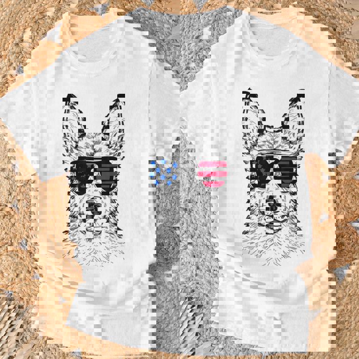 Shepsky Dog 7月4日 アメリカ国旗 Tシャツ 高齢者への贈り物