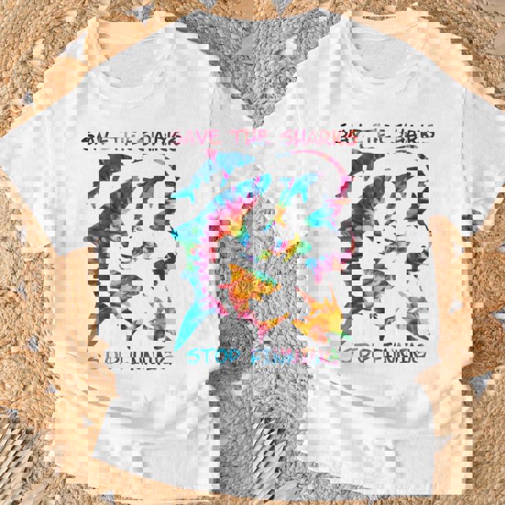 Stop Finning ジンベエザメ シュモクザメサメの種類タイダイ 長袖tシャツ Tシャツ 高齢者への贈り物