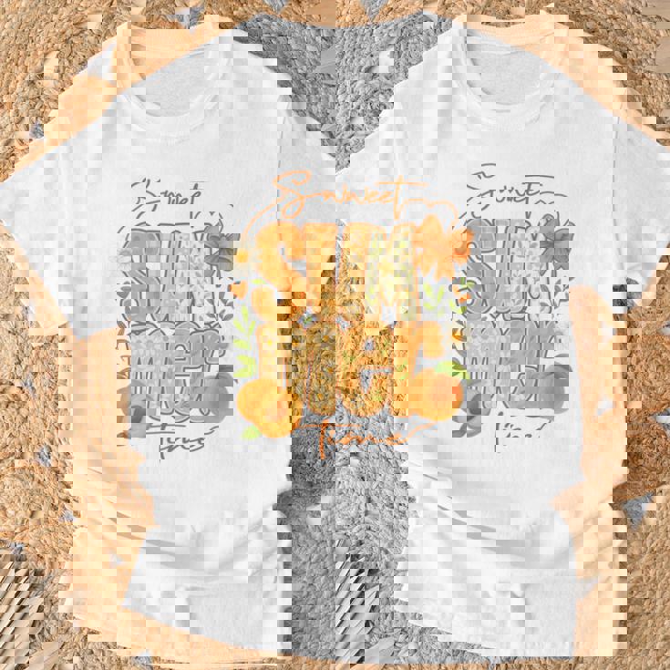 Sweetummer Time 鮮やかなフローラルピーチ 長袖tシャツ Tシャツ 高齢者への贈り物