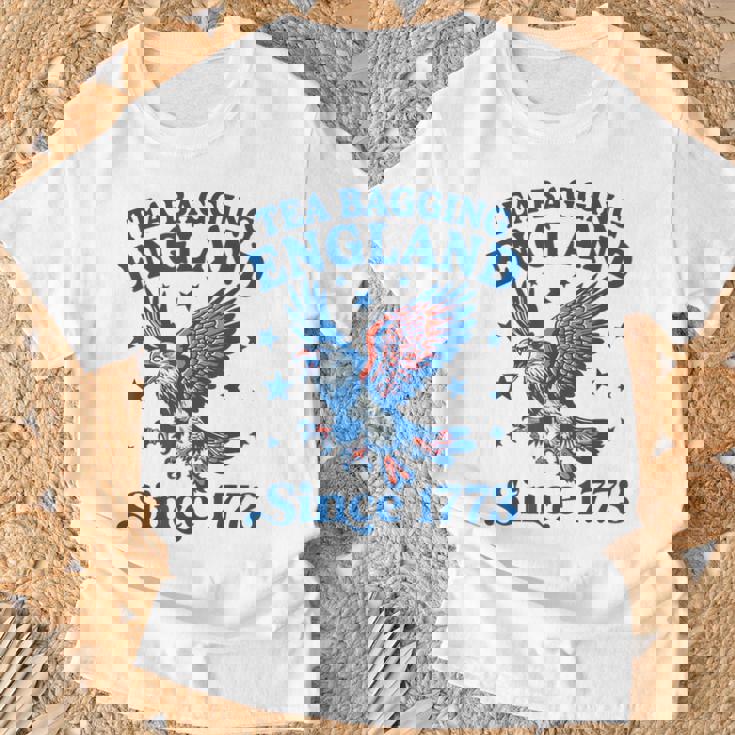 Tea Bagging England Since 1773 Patriotic Eagle 4Th Of July T-Shirt Gifts for Old Men