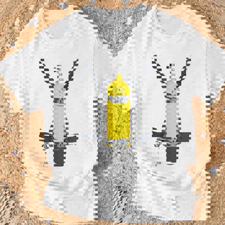 Trompe L'œil スキューバダイビングボトルバック Tシャツ 高齢者への贈り物