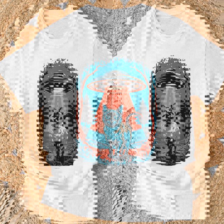 Ufo 猫誘拐 星空の下で Tシャツ 高齢者への贈り物