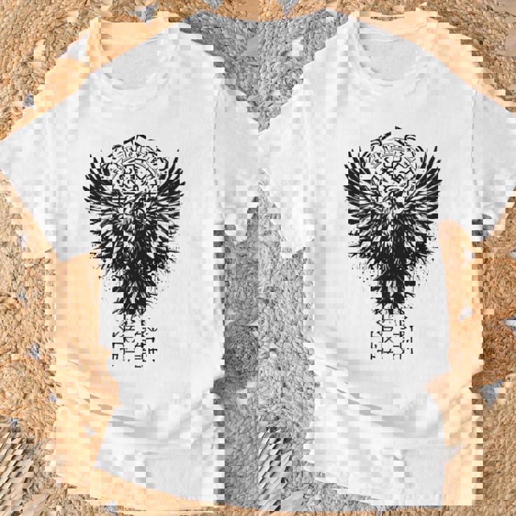 Walhalla Raven Odins ルーンズ ノルディック コンパス バイキング 長袖tシャツ Tシャツ 高齢者への贈り物