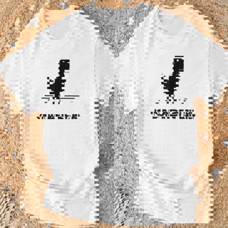 You Are Offline T-Rex 恐竜のラン ピクセルアート 恐竜ゲーム Tシャツ 高齢者への贈り物