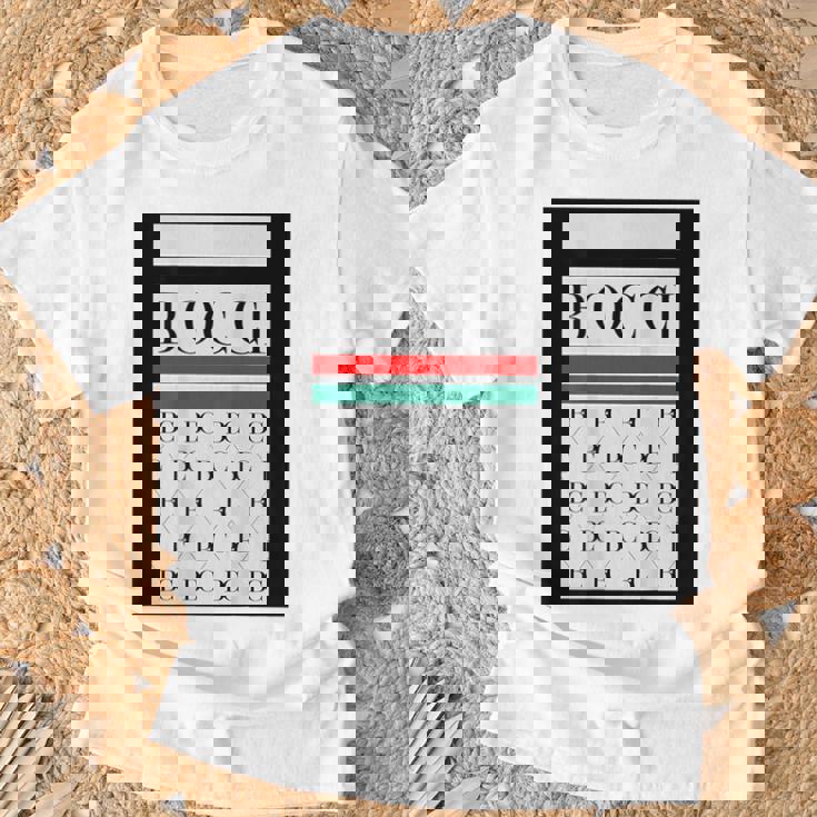 【バックプリント・背中側】Bocci ぼっち ロゴ 総柄 イタリア国旗風【変なtシャツ】陰キャ ブランド パロディ 面白 Tシャツ 高齢者への贈り物