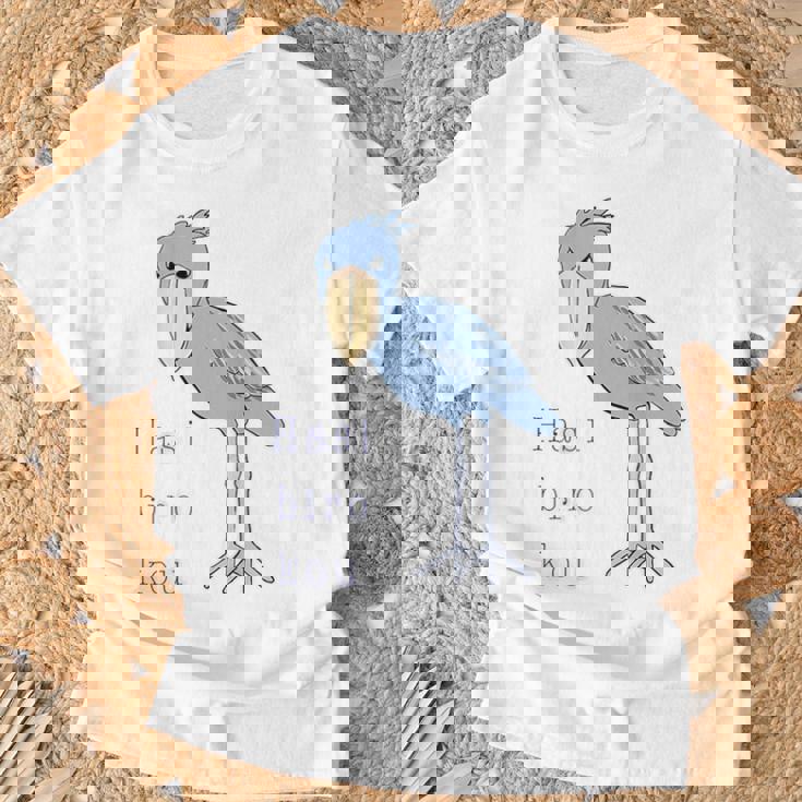 【バックプリント・背中側】ハシビロコウさん 『セルフィー』鳥【どうぶつフレンズ 】動物園 ゆるくて かわいい イラスト Tシャツ 高齢者への贈り物