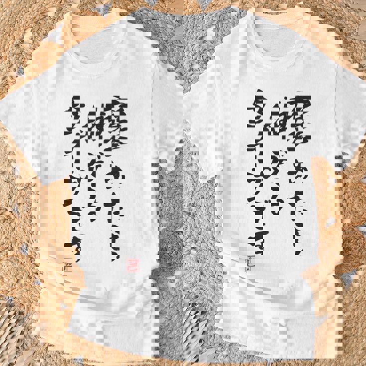 【褒めたら伸びるタイプです】文字入り おもしろ 筆文字 面白い 服 面白い Tシャツ 高齢者への贈り物