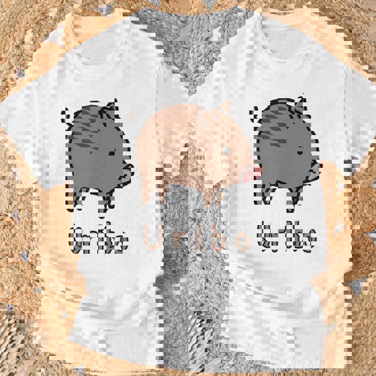 うりぼう Uribo うり坊 瓜坊 うりぼう ウリボウ ローマ字 可愛い かわいい 猪 いのしし イノシシ 亥 豚 動物 Tシャツ 高齢者への贈り物