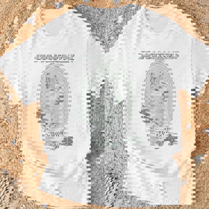 おもしろいいいいどこん 柴犬犬 ドル札 暗号のお金 Tシャツ 高齢者への贈り物