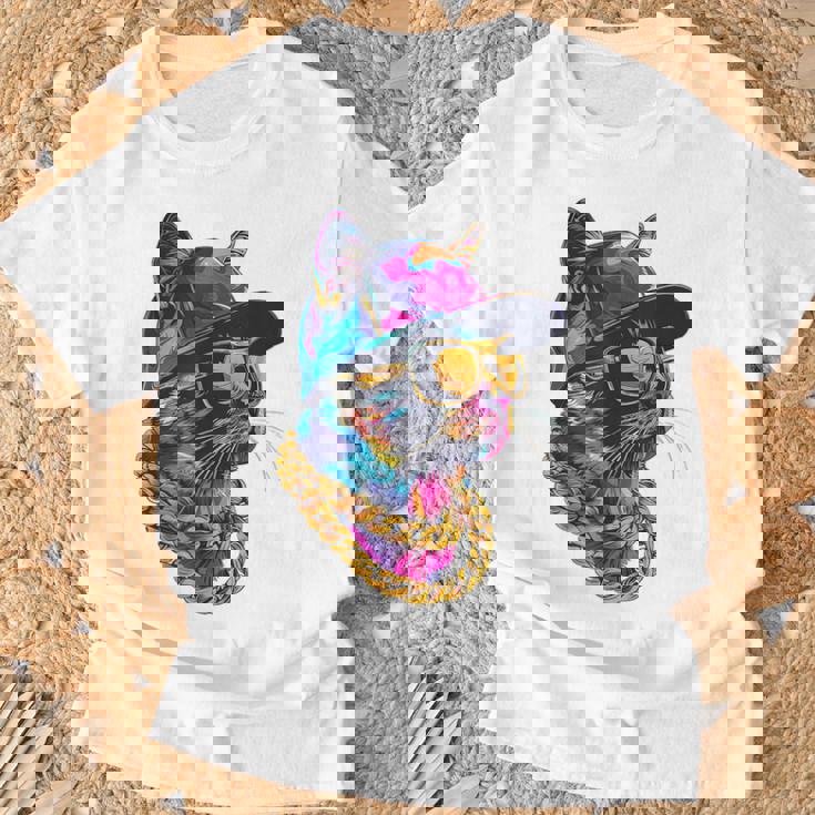 かっこいい ヒップホップ 猫 アーバン ストリートウェア B-Boy グラフィティ Tシャツ 高齢者への贈り物