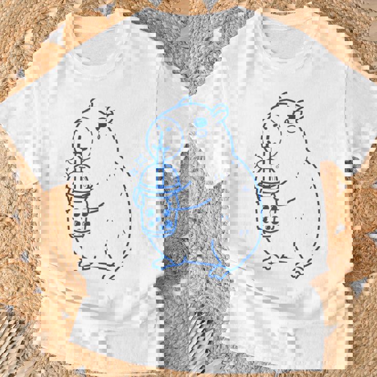 かわいい カピバラ ノベルティ グラフィック ボバティー ミルクセーキ ミルクティー Tシャツ 高齢者への贈り物