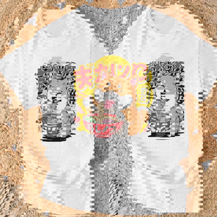 かわいい 柴犬 ラーメン好き おもしろい 日本犬 長袖tシャツ Tシャツ 高齢者への贈り物