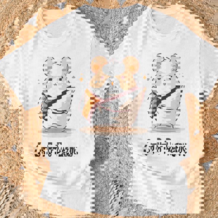 かわいいけど危険な面白いハムスター空手 Tシャツ 高齢者への贈り物