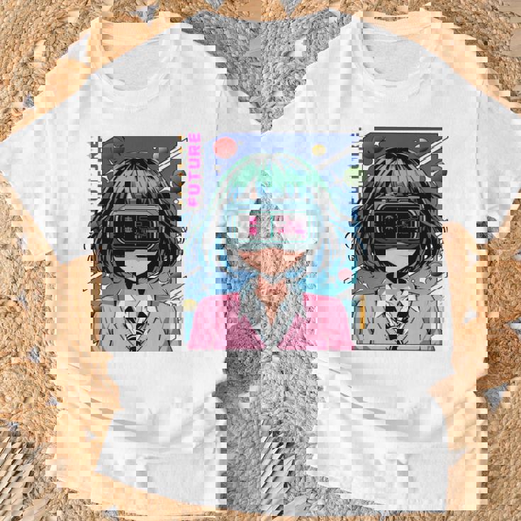 かわいいアニメの女の子 長袖tシャツ Tシャツ 高齢者への贈り物