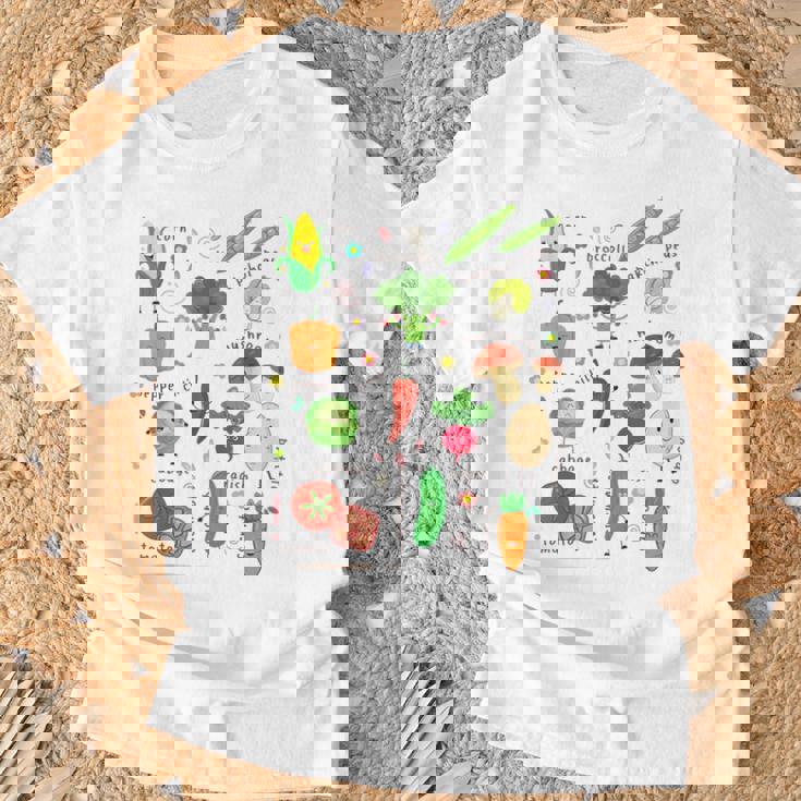 かわいい野菜 かわいい野菜 ヘルシーフード 食べる ビーガン Tシャツ 高齢者への贈り物