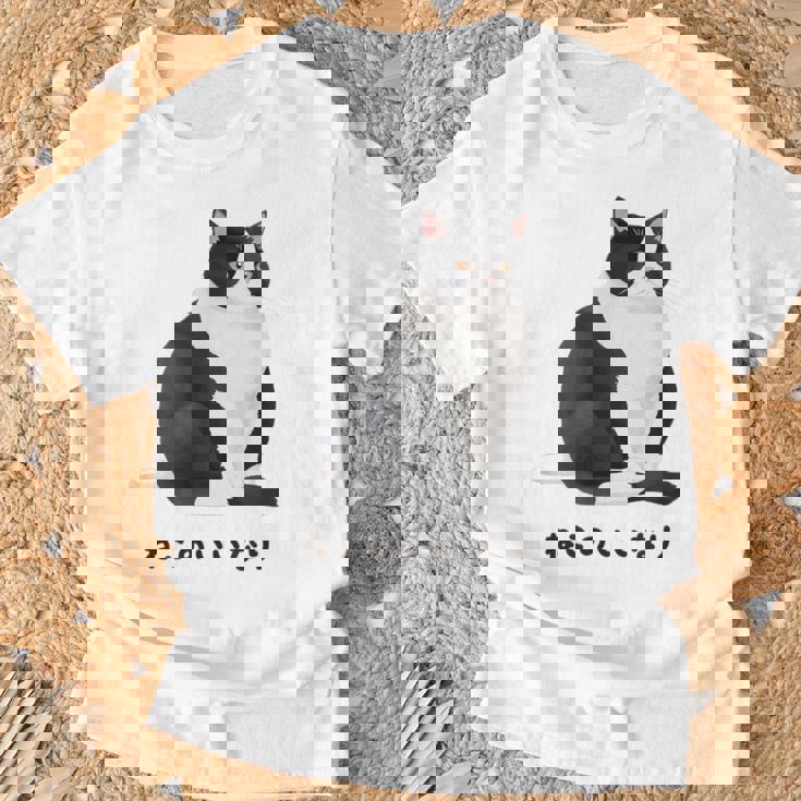 ねこのいいなり 猫 ネコ ぽっちゃり ハチワレ猫 黒白猫 白黒猫 イラスト 猫好き おしゃれ かわいい Tシャツ 高齢者への贈り物